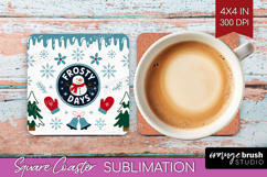 Frosty Days Xmas Square Coaster Christmas Coaster PNG Product Image 1
