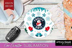 Frosty Days Xmas Car Coaster Christmas Coaster PNG Product Image 1