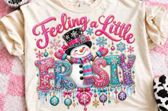 Frosty Rhinestone Christmas PNG Shirt Product Image 1