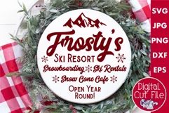 Frosty's Ski Resort Christmas Round Sign Svg Product Image 1