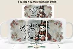 Frosty's Hot Cocoa Snowman 11 & 15 oz Mug Sublimation Design Product Image 1