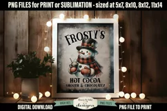 Frostys Hot Cocoa Sublimation Design | Vintage Sign PNG Product Image 1