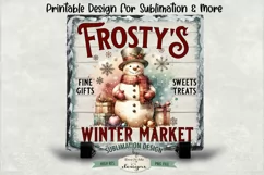 Frosty's Winter Market Sublimation Design | Vintage Sign PNG Product Image 1