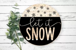 Christmas svg farmhouse round sign Let it Snow snowflakes Product Image 2
