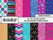 Frozen Princess Digital Papers, scrapbook designs Product Image 2