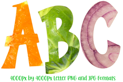 Fruit and Veg Food Font Letters Real Vegetable Alphabet ABC JPG PNG by Squeeb Creative