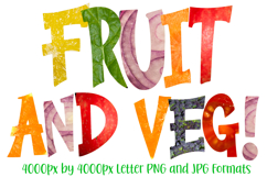 Fruit and Veg Food Font Letters Real Vegetable Alphabet ABC JPG PNG by Squeeb Creative