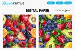Fruit Berries Seamless Digital Paper, Fruit Berries Pattern Product Image 1