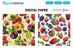 Fruit Berries Seamless Digital Paper, Fruit Berries Pattern Product Image 1