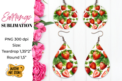 Summer earrings. Strawberry Earrings Sublimation. Product Image 1