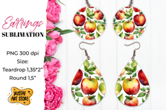 Summer earrings. Apple Earrings Sublimation. Product Image 1