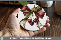 GorgeousFruit Bows Round Coaster design.