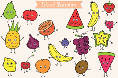 Colored Fruit Characters | Hand Drawn Kawaii Food Cartoon Product Image 5