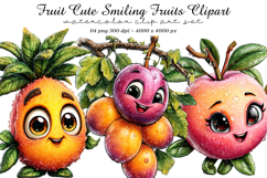 Fruit Cute Smiling Fruits Clipart Product Image 1