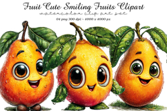 Fruit Cute Smiling Fruits Clipart Product Image 1