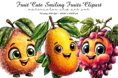 Fruit Cute Smiling Fruits Clipart Product Image 1