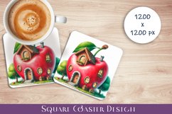 Fruit house Coaster Design, fantasy apple Sublimation Product Image 1