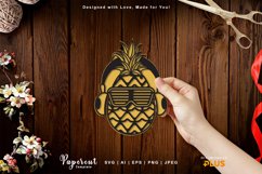 Cool Pineapple Wearing Headphone Papercut Product Image 1