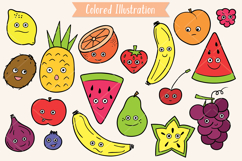 Colored Fruit Kawaii | Hand Drawn Food Characters Product Image 2