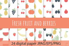 Fresh fruit and berries digital paper. Seamless pattern set Product Image 1