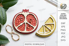Pomegranate and Lemon Trinket Dishes Laser Cut Product Image 1