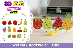 Kawaii Fruit 3D SVG Product Image 1