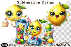 Kawaii Fruit Clipart | Watercolor Food Characters Product Image 1