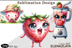 Kawaii Fruit Clipart | Watercolor Food Characters Product Image 1