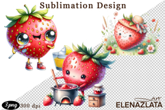 Kawaii Fruit Clipart | Watercolor Food Characters Product Image 1