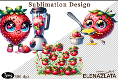 Kawaii Fruit Clipart | Watercolor Food Characters Product Image 1