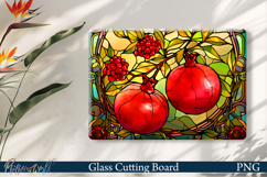 Glass Cutting Board Design | Stained Glass Pomegranate Product Image 1