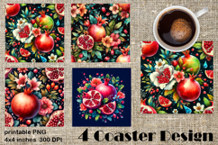 Summer fruits and berries square coaster SUBLIMATION Product Image 1
