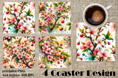 Summer fruits and berries square coaster SUBLIMATION Product Image 1