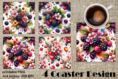Summer fruits and berries square coaster SUBLIMATION Product Image 1