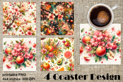 Summer fruits and berries square coaster SUBLIMATION Product Image 1