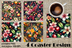 Summer fruits and berries square coaster SUBLIMATION Product Image 1