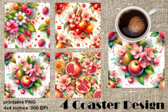 Summer fruits and berries square coaster SUBLIMATION Product Image 1