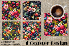 Summer fruits and berries square coaster SUBLIMATION Product Image 1