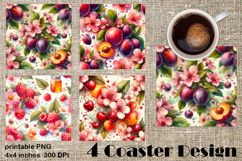 Summer fruits and berries square coaster SUBLIMATION Product Image 1