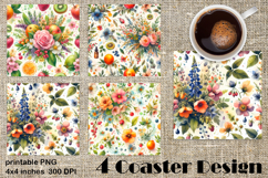 Summer fruits and berries square coaster SUBLIMATION Product Image 1