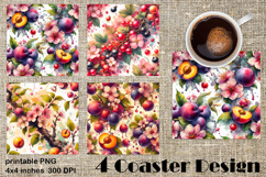 Summer fruits and berries square coaster SUBLIMATION Product Image 1