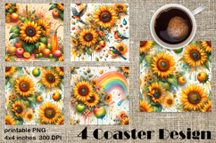 Summer fruits and berries square coaster SUBLIMATION Product Image 1