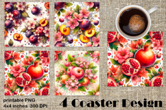 Summer fruits and berries square coaster SUBLIMATION Product Image 1