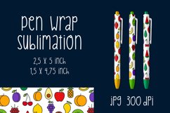 Pen wrap sublimation design template. Fruit icons. Epoxy pen Product Image 1