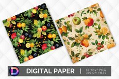 Fruits &amp; Leaves Digital Paper Product Image 1