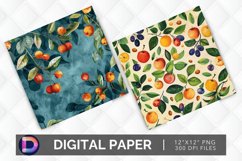 Fruits &amp; Leaves Digital Paper Product Image 1