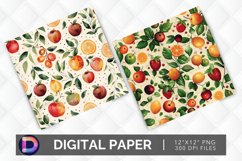 Fruits &amp; Leaves Digital Paper Product Image 1
