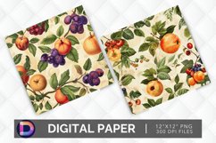 Fruits &amp; Leaves Digital Paper Product Image 1