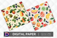 Fruits &amp; Leaves Digital Paper Product Image 1