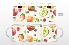 Fruits Pattern Watercolor Mug Warp PNG